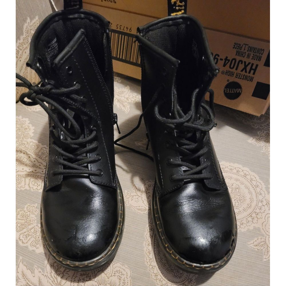 Youth Doc Martin Air‎ Wair Short Boots Size 3 Lace with Side Zippers Black Goth
